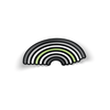 Rainbow sticker with the agenda pride colors, with rounded corners and a black outline. The background behind the sticker is white.