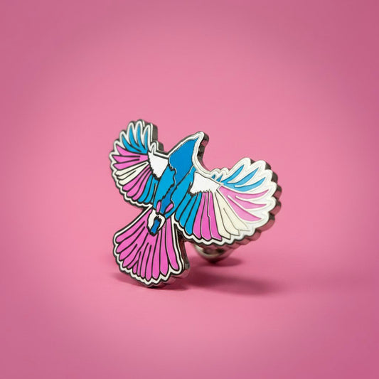 Fly With Trans Pride Bird Enamel Pin