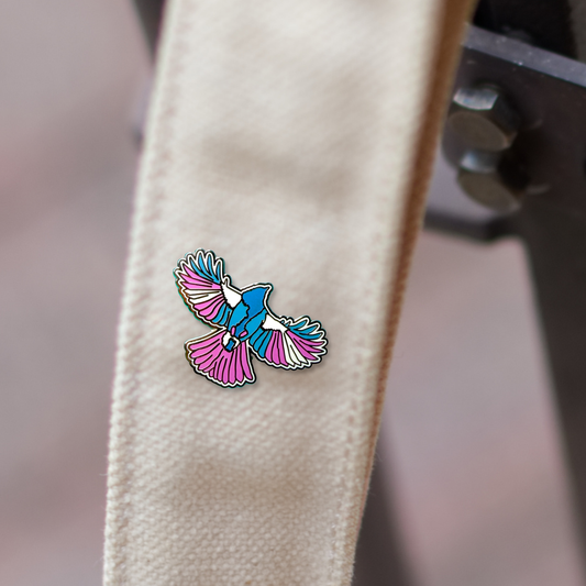 Fly With Trans Pride Bird Enamel Pin