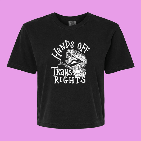 Hands Off Trans Rights Boxy Crop Tee (Comfort Colors)