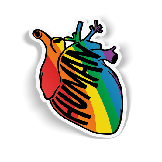 Human at Heart Rainbow Waterproof Sticker - Euphoria Threads Apparel Co.