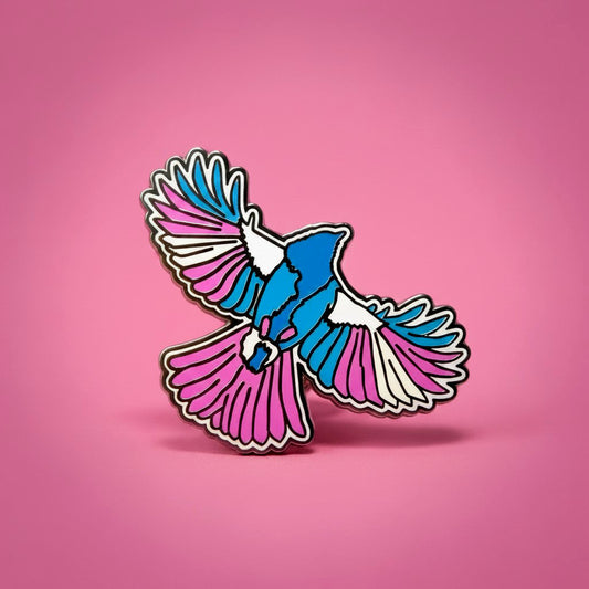 Fly With Trans Pride Bird Enamel Pin