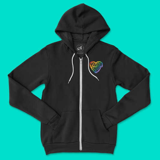 You Are Loved Rainbow Heart | Unisex Zip Hoodie