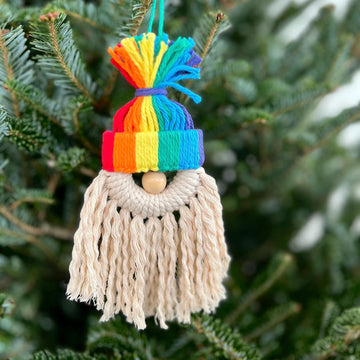 Rainbow Pride Gnome Handmade Ornament